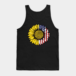 Sunflower American Flag Golf Lover Gifts 4th Of July Tank Top